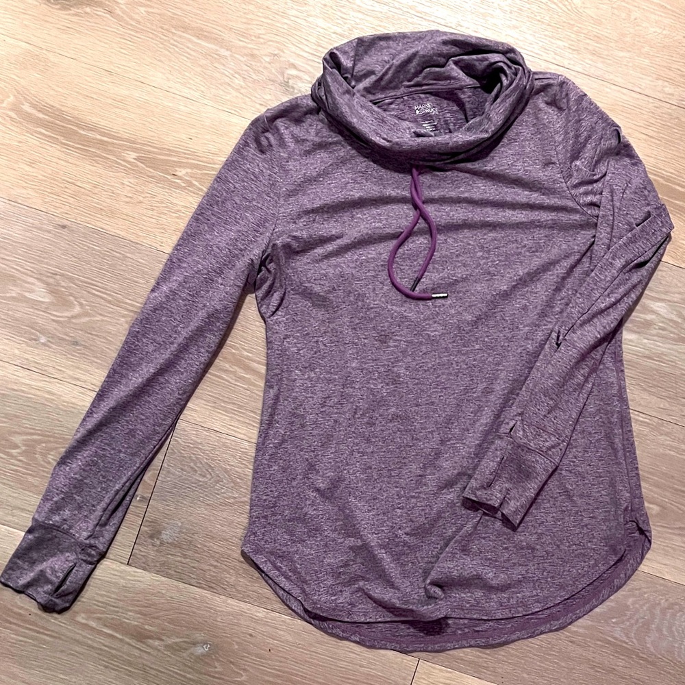 Market & Spruce Active Lola Cowl Neck Pullover Purple Size Medium